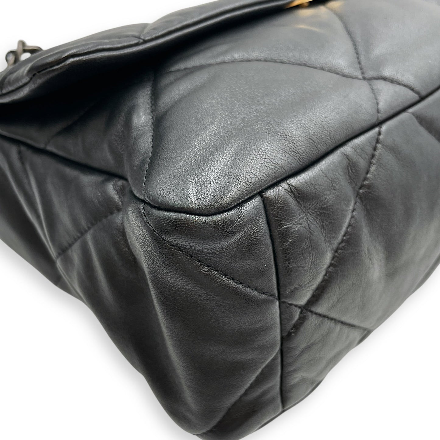 C19 Large Black Shoulder Bag in Lambskin, Tri Tone Hardware hardware