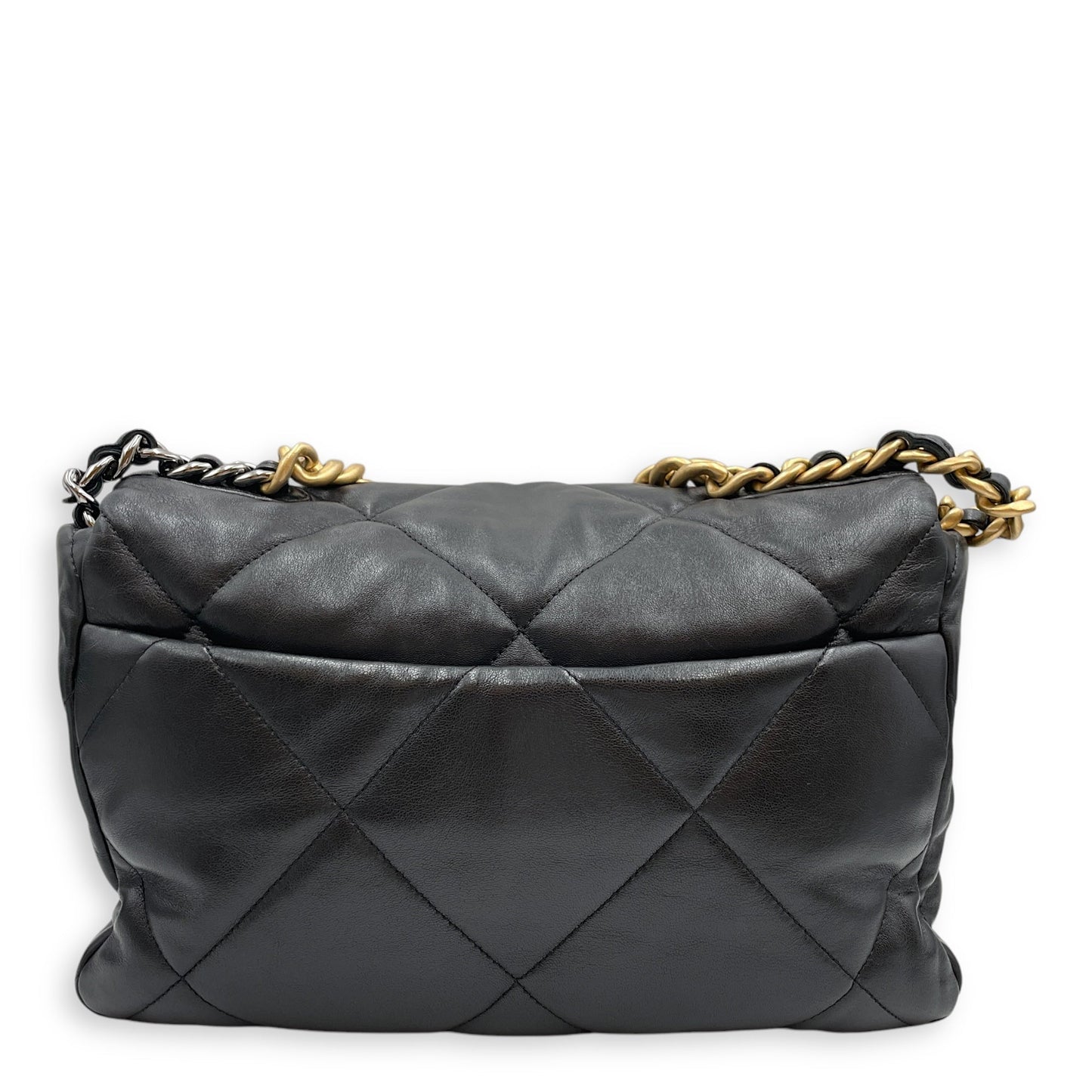 C19 Large Black Shoulder Bag in Lambskin, Tri Tone Hardware hardware