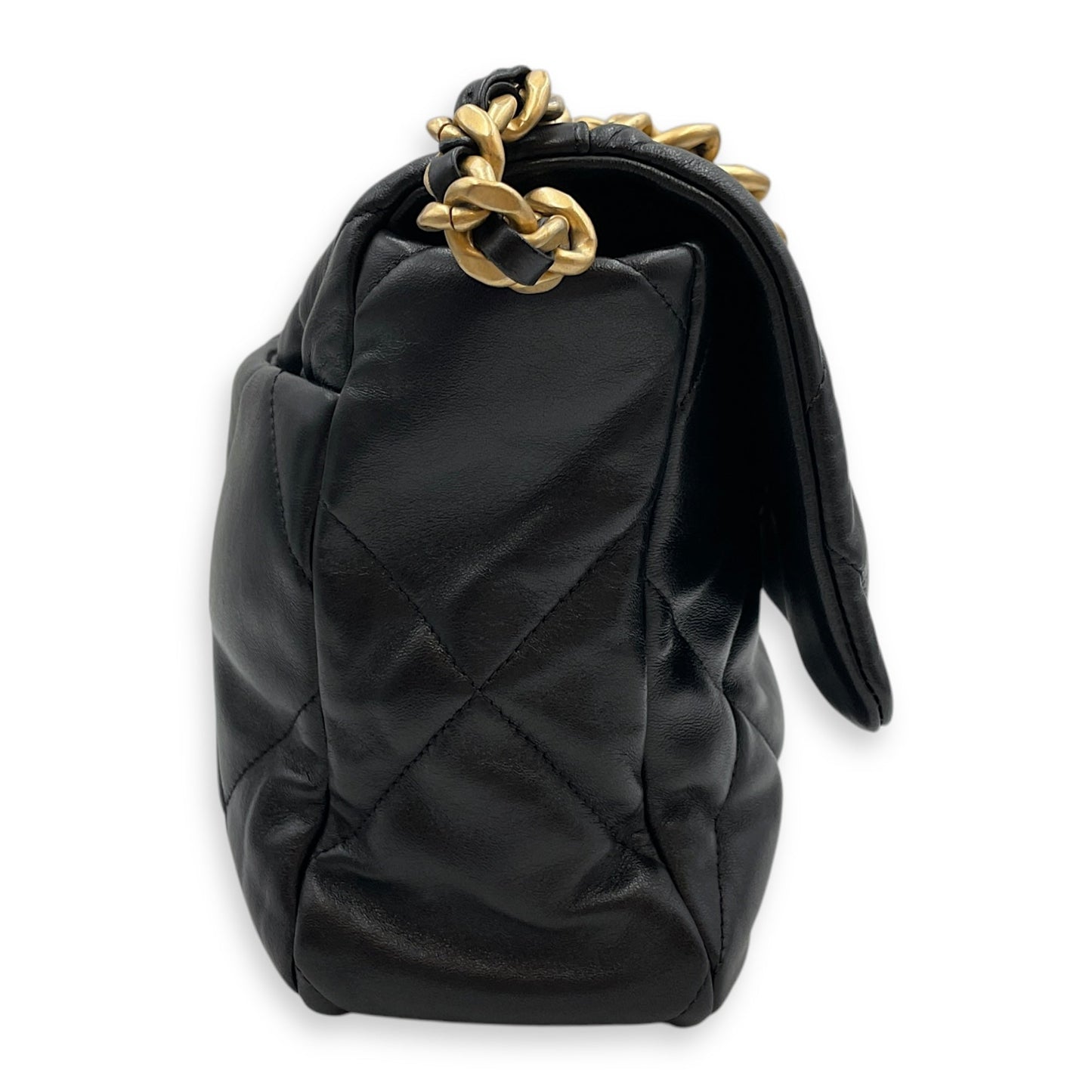 C19 Large Black Shoulder Bag in Lambskin, Tri Tone Hardware hardware