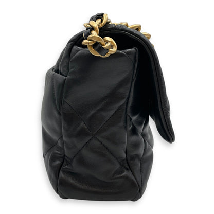 C19 Large Black Shoulder Bag in Lambskin, Tri Tone Hardware hardware