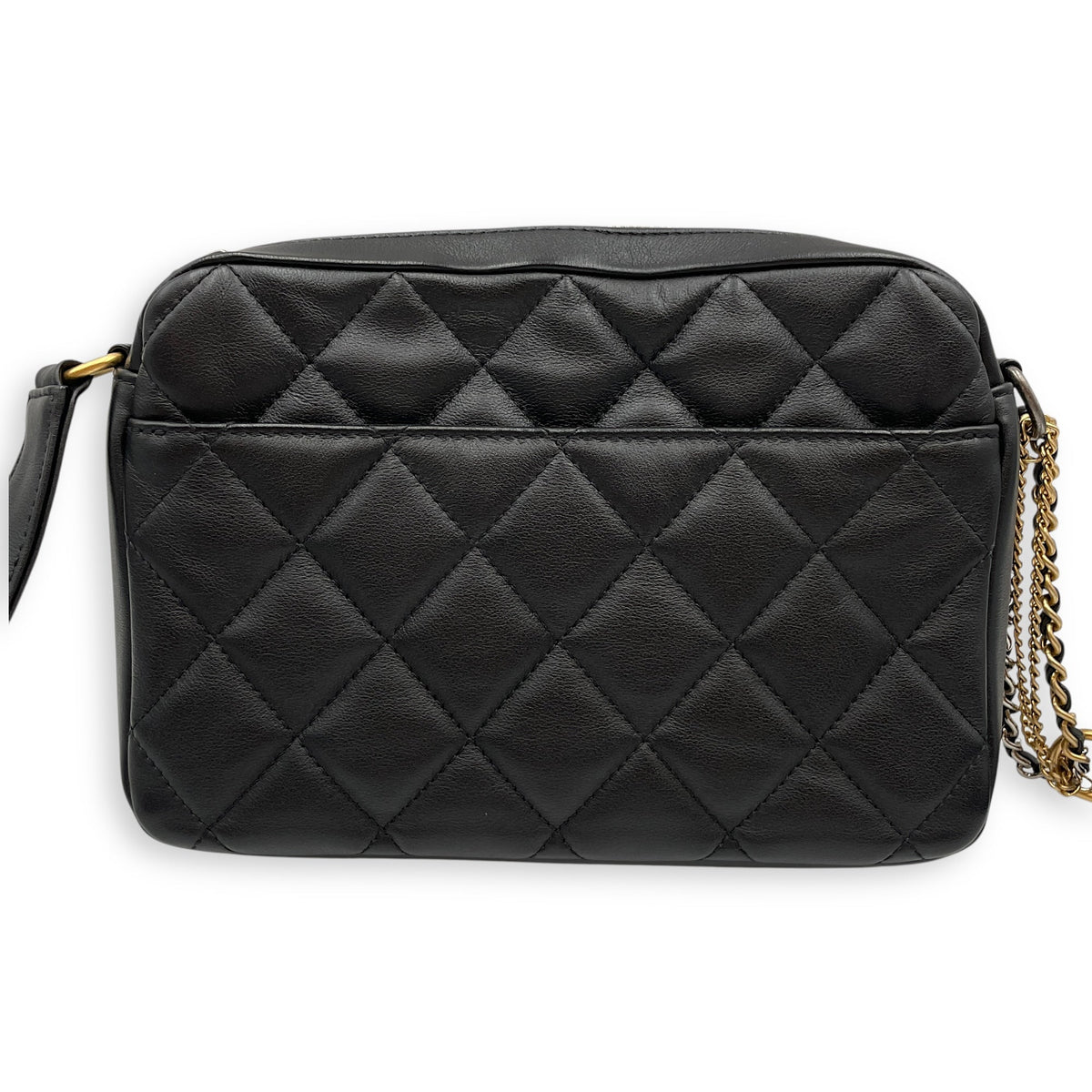 Camera Black Shoulder Bag in Calfskin, Mixed hardware