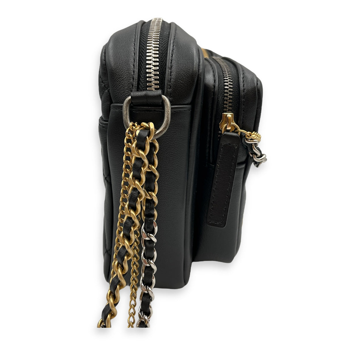 Camera Black Shoulder Bag in Calfskin, Mixed hardware