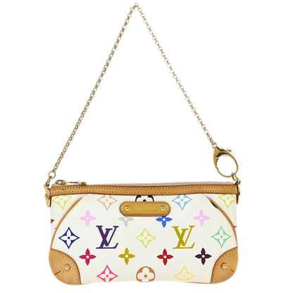Louis Vuitton 2011 White Multicolor Pochette Milla MM Handbag M60096