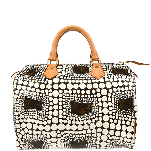 Louis Vuitton Yayoi Kusama 2012 White Monogram Town Speedy 30 Handbag M40690