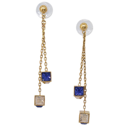 Louis Vuitton Gold Gamble Dangle Piercing Earrings Rhinestone M65179