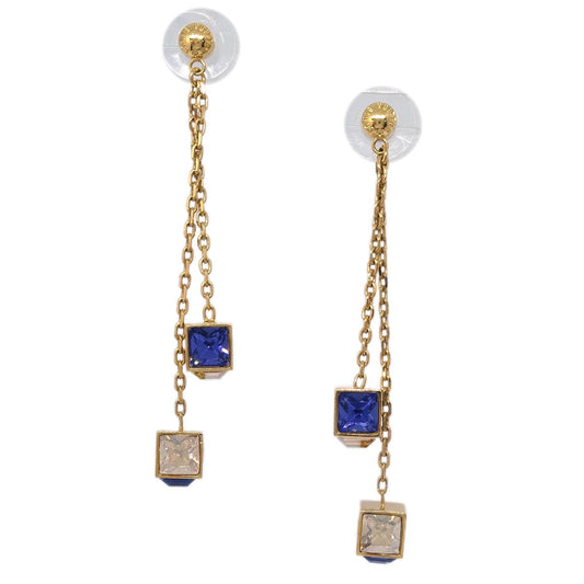 Louis Vuitton Gold Gamble Dangle Piercing Earrings Rhinestone M65179