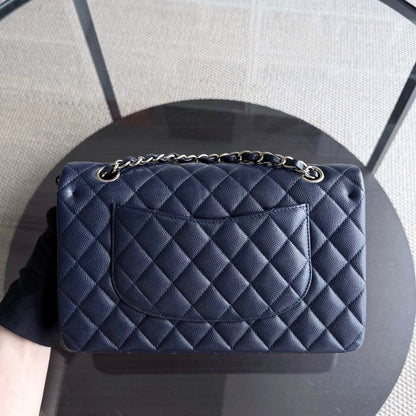 Chanel Classic Flap Medium - Caviar 25CM Quilted Grained Calfskin Dark Navy Blue Gold Hardware Series 31