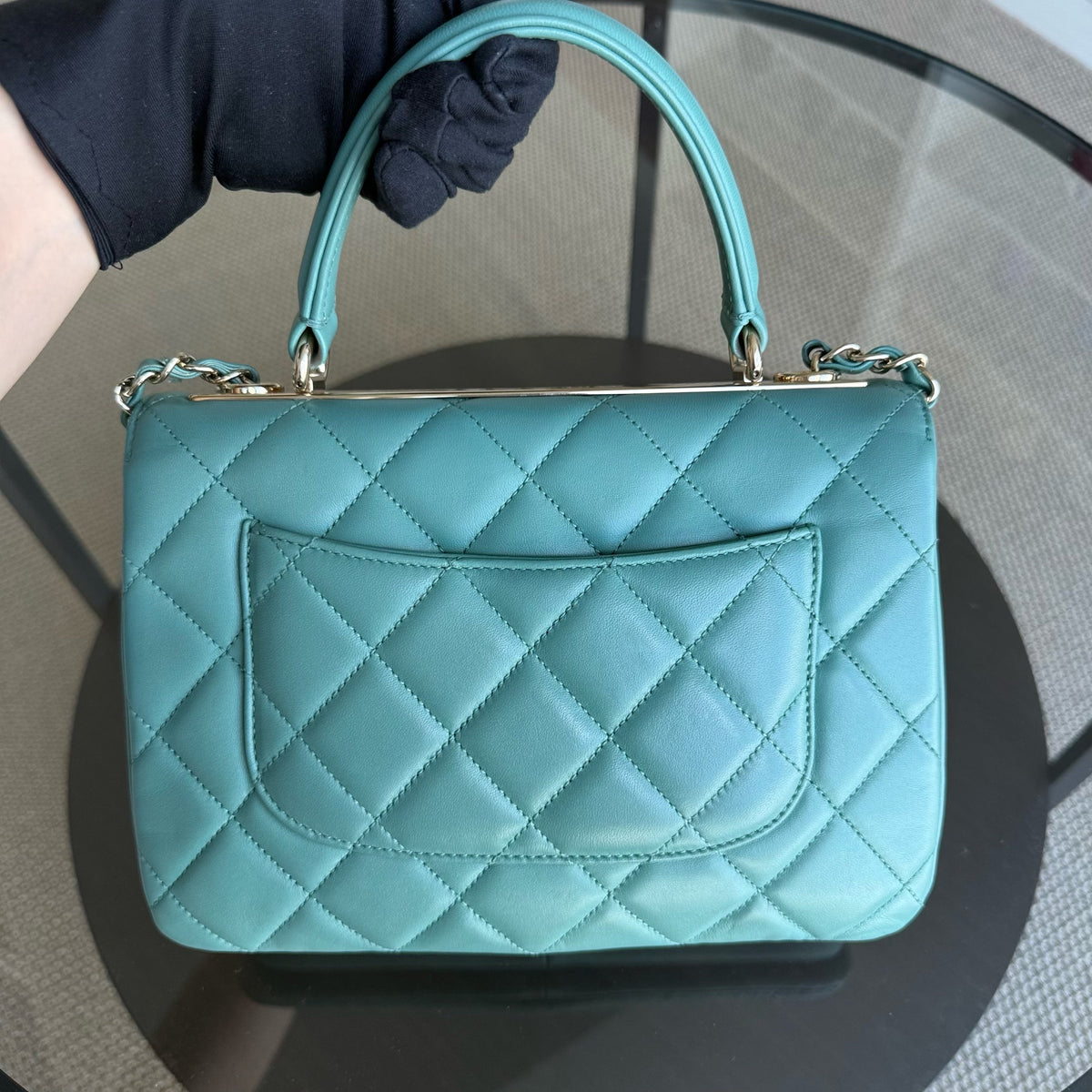 Chanel Trendy CC Small - Quilted Lambskin Green Blue Gold Hardware