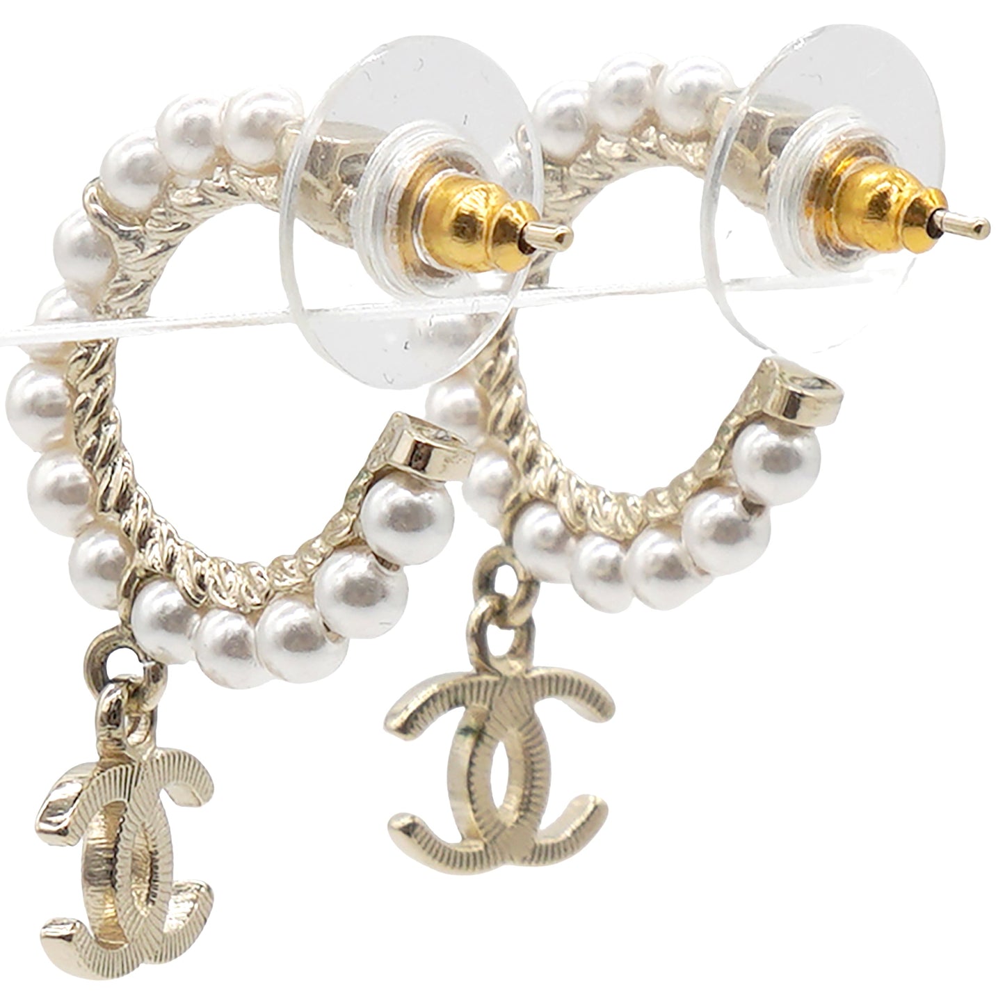 Pearl Charms CC Hoop Earrings