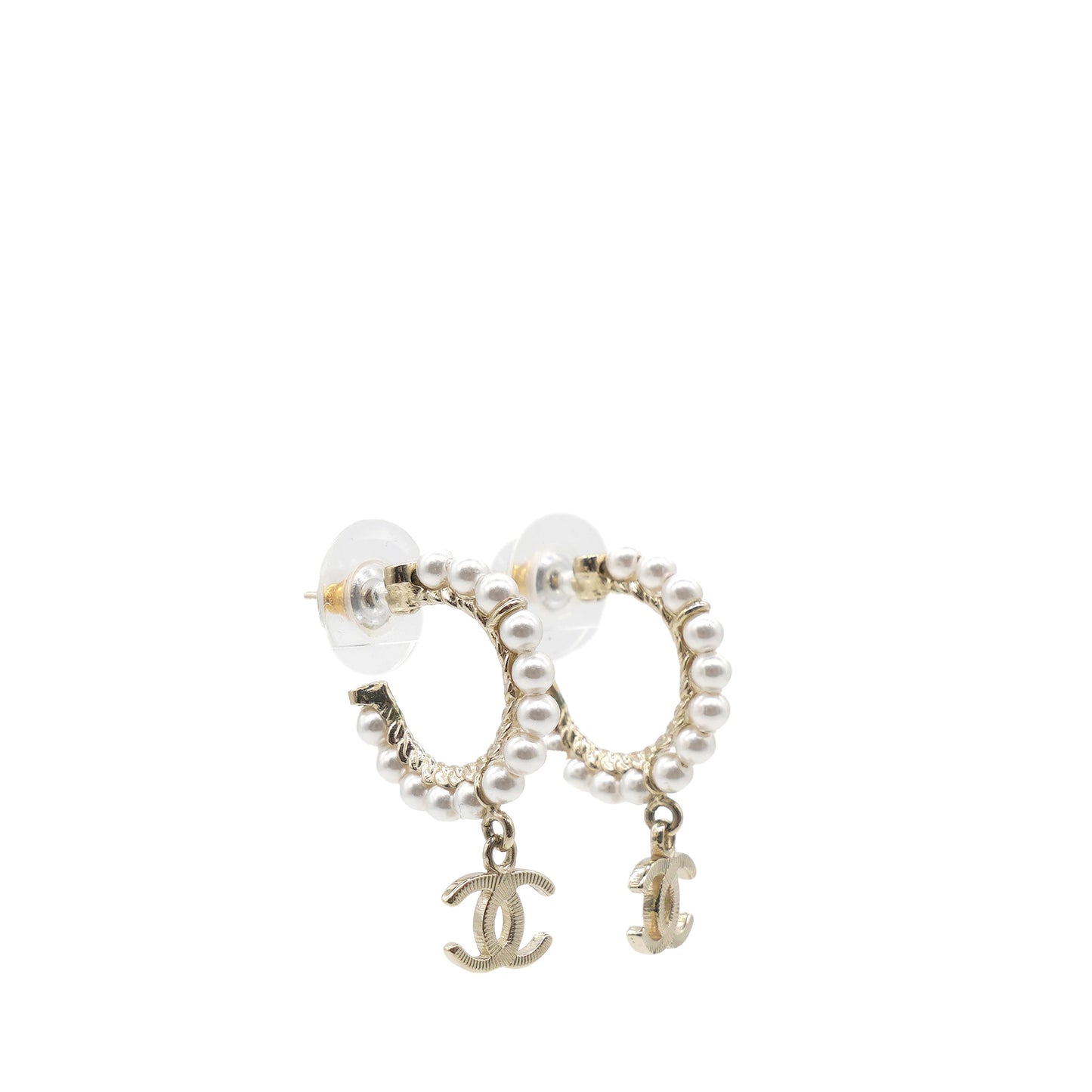 Pearl Charms CC Hoop Earrings
