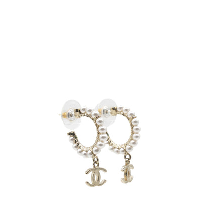 Pearl Charms CC Hoop Earrings