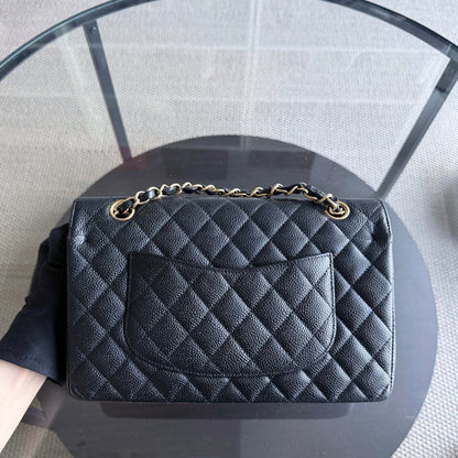Chanel Classic Flap Medium - Caviar 25CM Quilted Grained Calfskin Black Gold Hardware Series 17