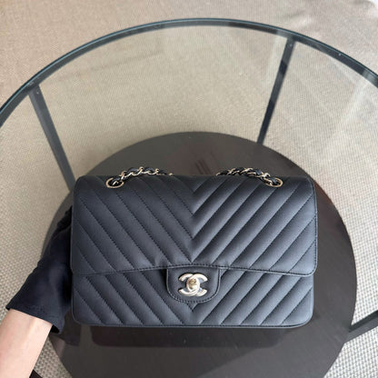 Chanel Classic Flap Medium - Caviar 25CM Chevron Grained Calfskin Black Gold Hardware Series 27