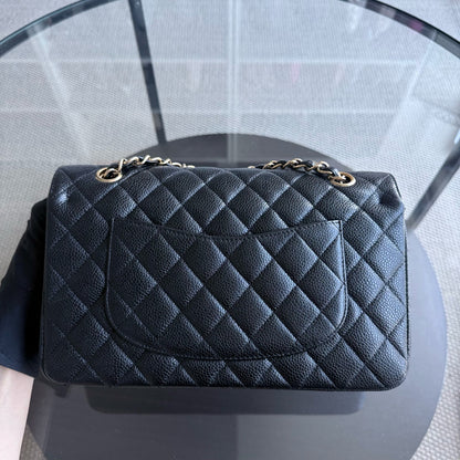 Chanel Classic Flap Medium - Caviar 25CM Quilted Grained Calfskin Black Gold Hardware Series 14