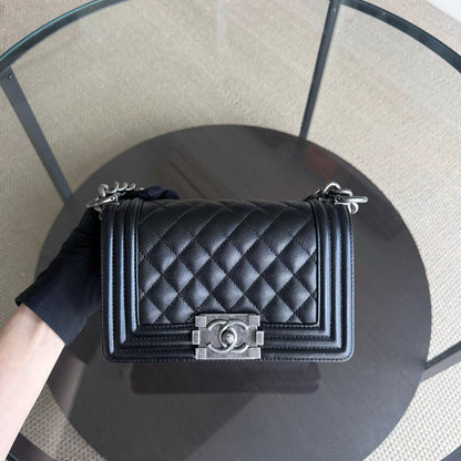 Chanel Boy Small - Caviar Quilted Grained Calfskin Black Ruthenium Silver Hardware Series 26