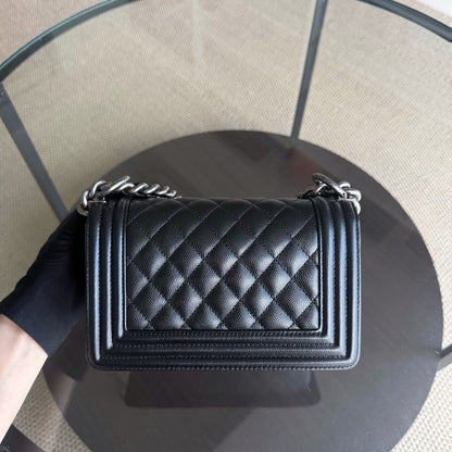 Chanel Boy Small - Caviar Quilted Grained Calfskin Black Ruthenium Silver Hardware Series 26