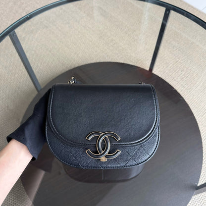 Chanel Coco Curve Flap Bag - Black Quilted Calfskin Gold Hardware Series 24
