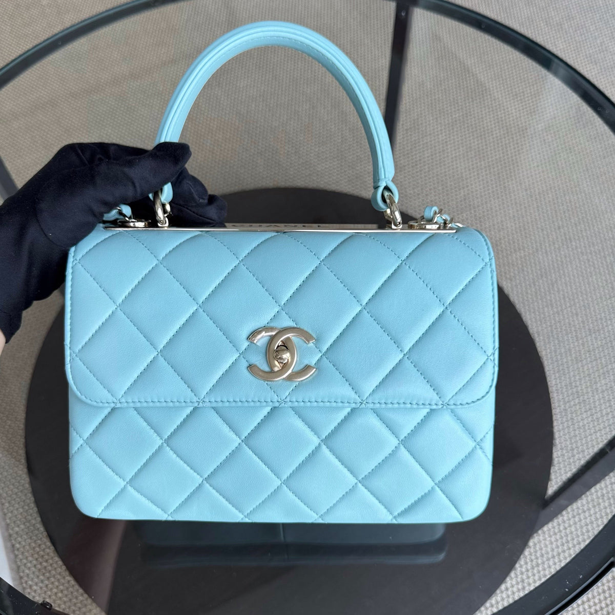 Chanel Trendy CC Small - Quilted Lambskin Light Blue Gold Hardware