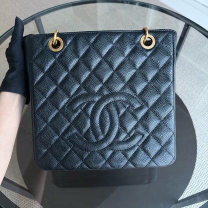Chanel PST Petite Shopping Tote - Caviar Quilted Grained Calfskin Black Gold Hardware