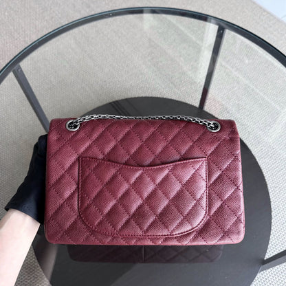 Chanel 2.55 Reissue 226 - Caviar Quilted Grained Calfskin Burgundy Dark Red Ruthenium Silver Hardware Series 14