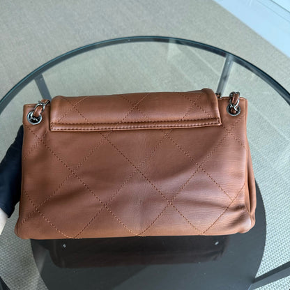 Chanel  Hamptons Accordion Flap - Quilted Wild Stitch Calfskin Dark Brown Silver Hardware Series 15