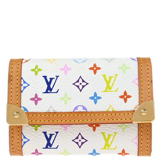 Louis Vuitton 2007 White Multicolor Porte Monnaie Plat Wallet M92657