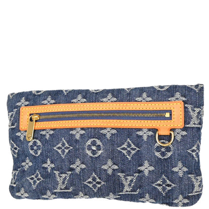 Louis Vuitton 2006 Blue Monogram Denim Pochette Plat Clutch Bag M95007