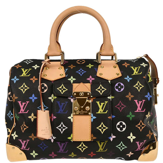 Louis Vuitton Black Monogram Multicolor Speedy 30 Handbag M92642