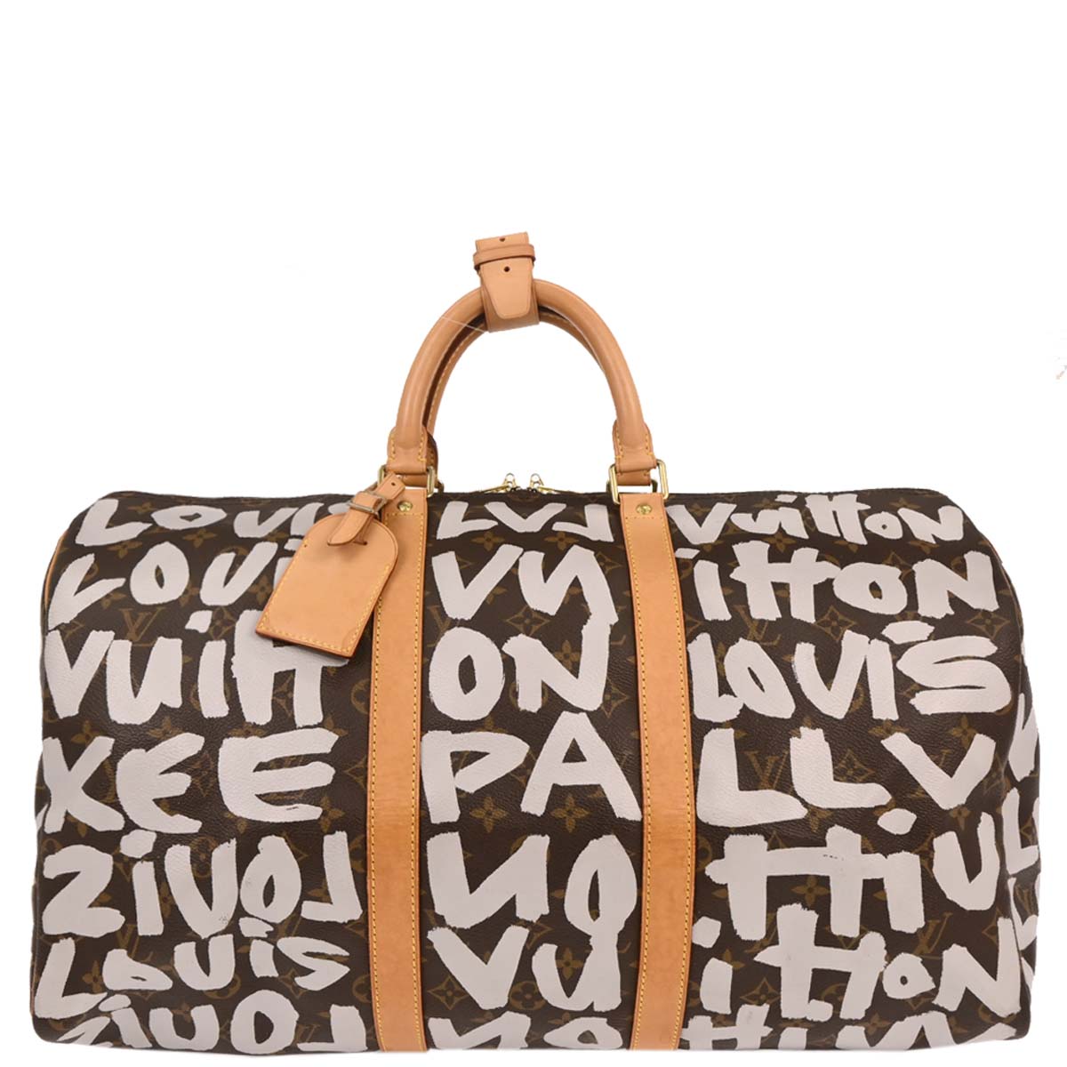 Louis Vuitton 2001 White Monogram Graffiti Keepall 50 Duffle Bag M92197
