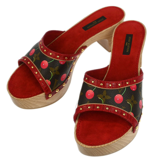 Louis Vuitton * 2005 Monogram Cherry Mule Sandals Shoes #36