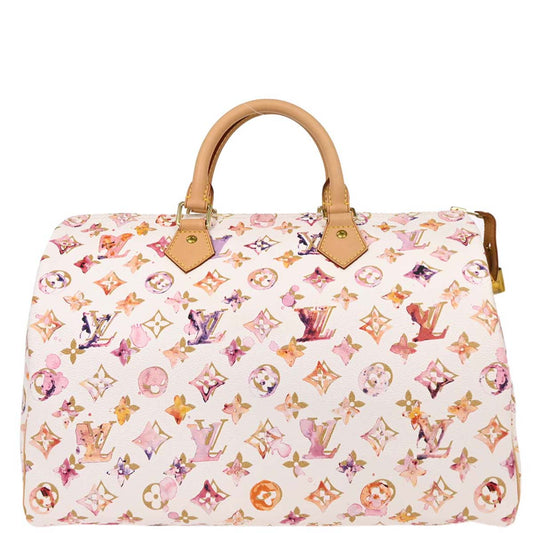 Louis Vuitton White Monogram Watercolor Speedy 35 Handbag M95752