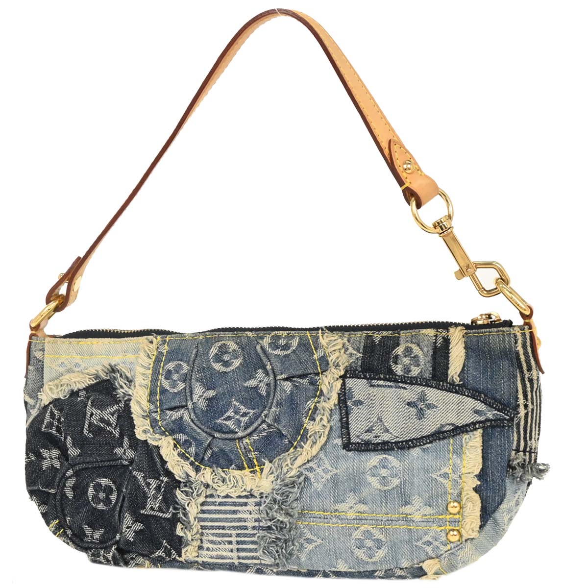 Louis Vuitton 2007 Blue Monogram Denim Patchwork Pouchy Handbag M95382