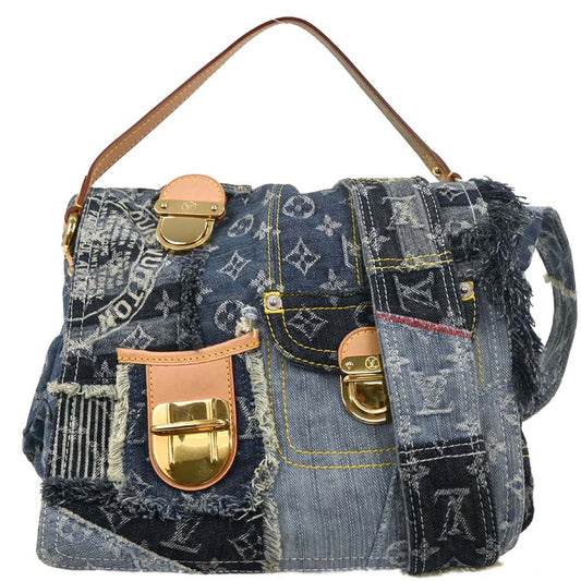 Louis Vuitton 2007 Monogram Denim Patchwork Postie 2way Shoulder Handbag M95374