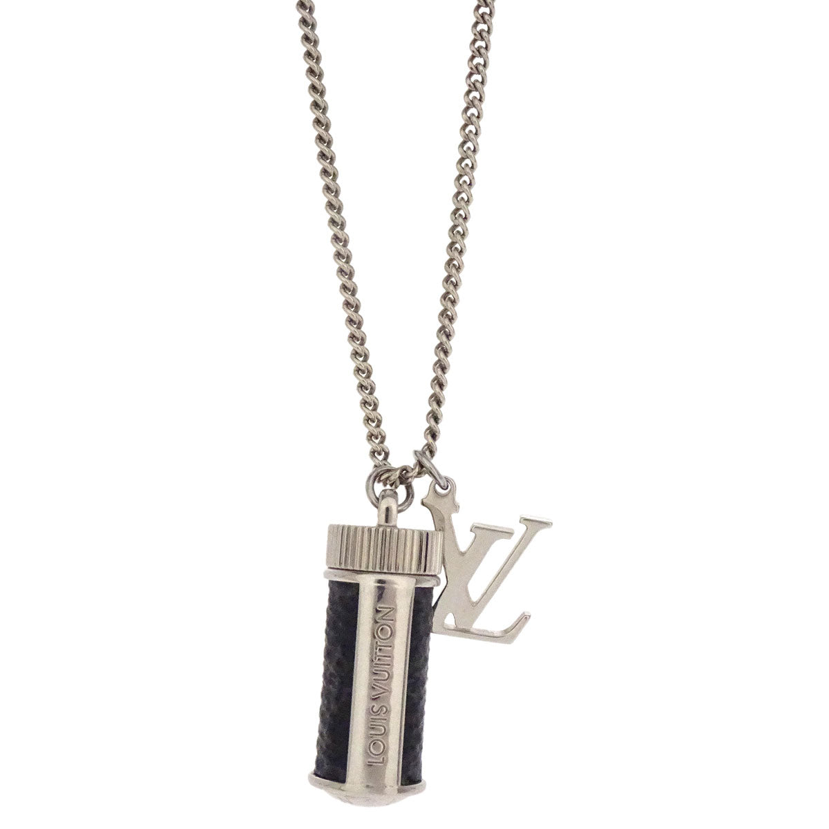 Louis Vuitton Monogram Eclipse Collier Charm Chain Necklace M63641