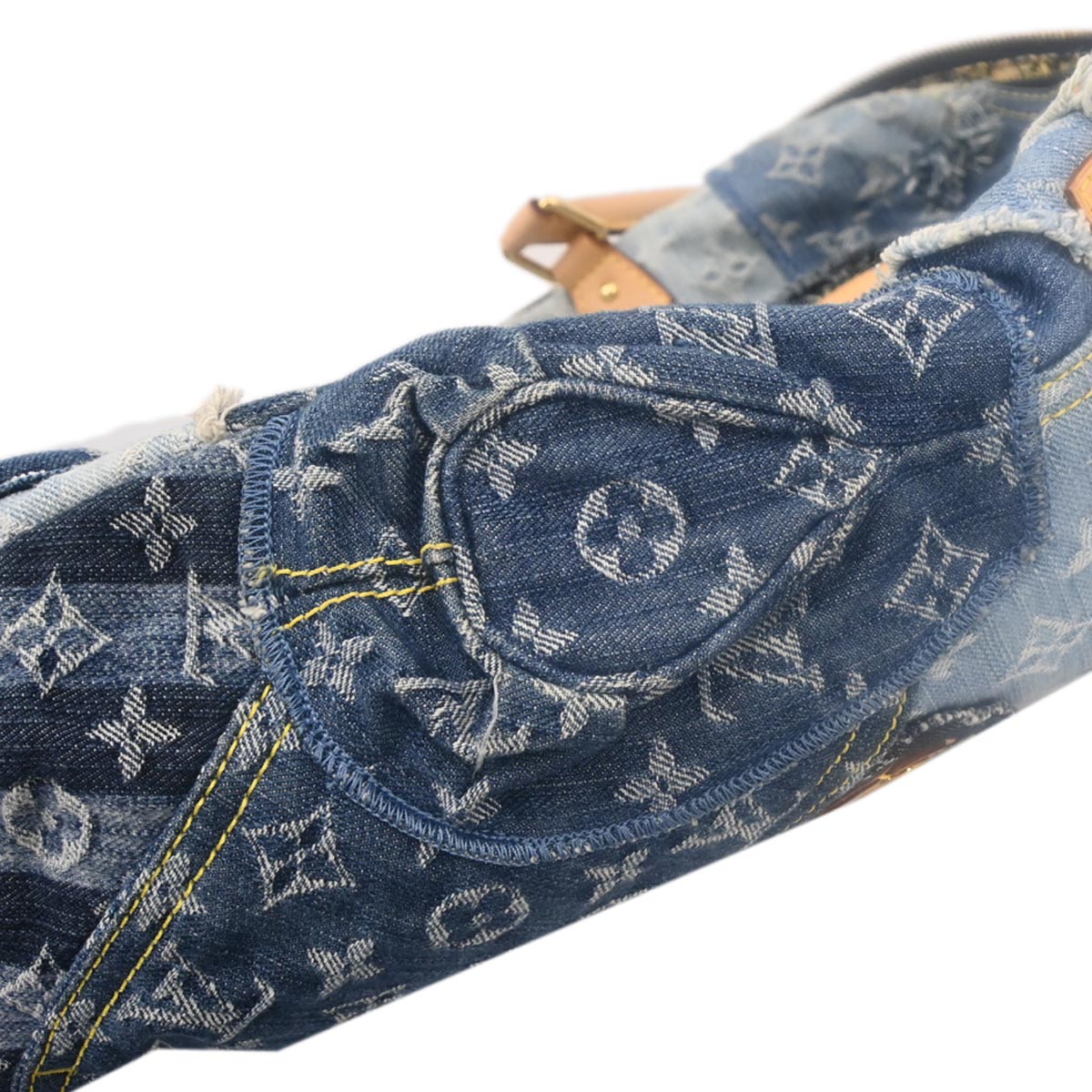 Louis Vuitton 2007 Blue Monogram Denim Patchwork Bowly Handbag M95376