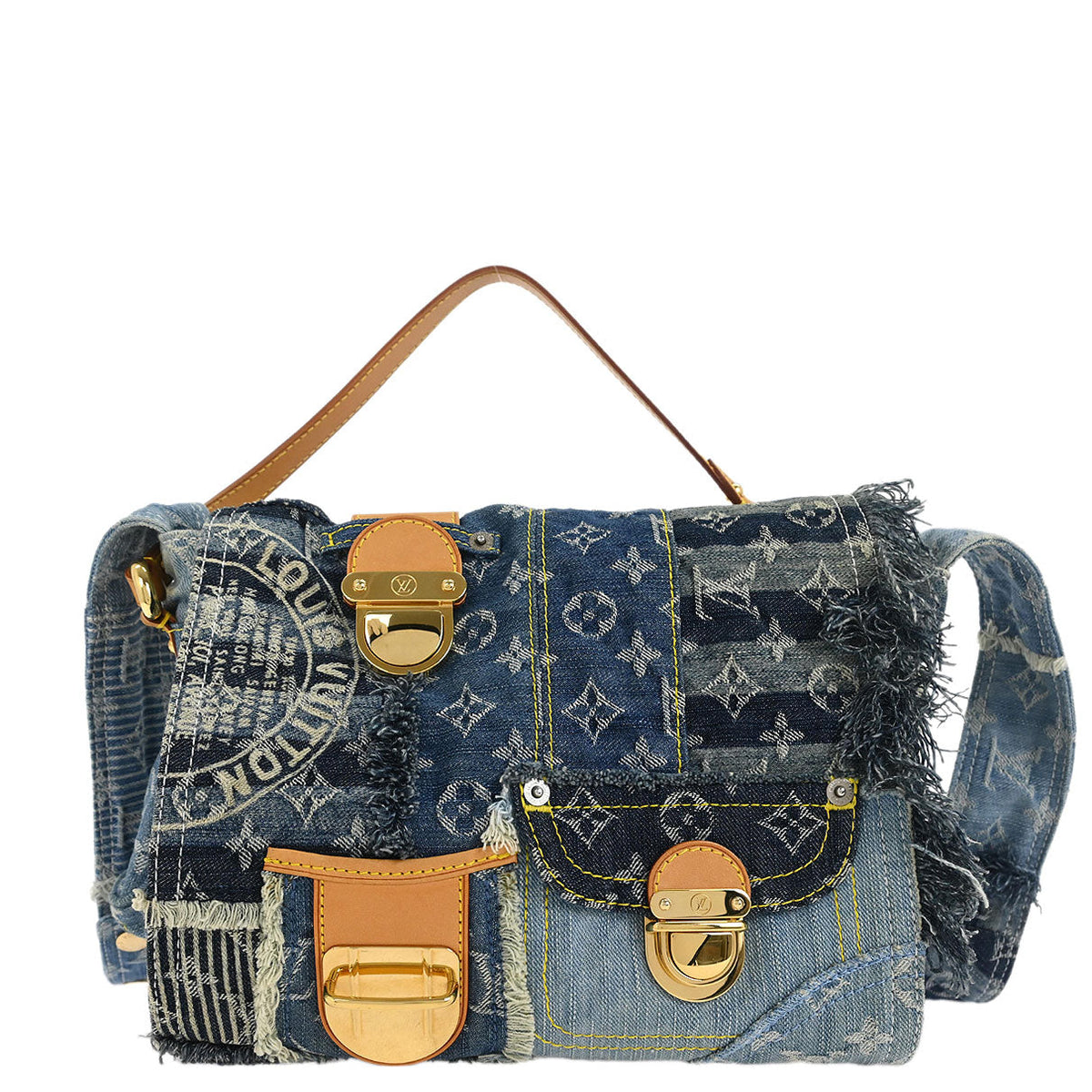 Louis Vuitton 2007 Monogram Denim Patchwork Postie 2way Handbag M95374