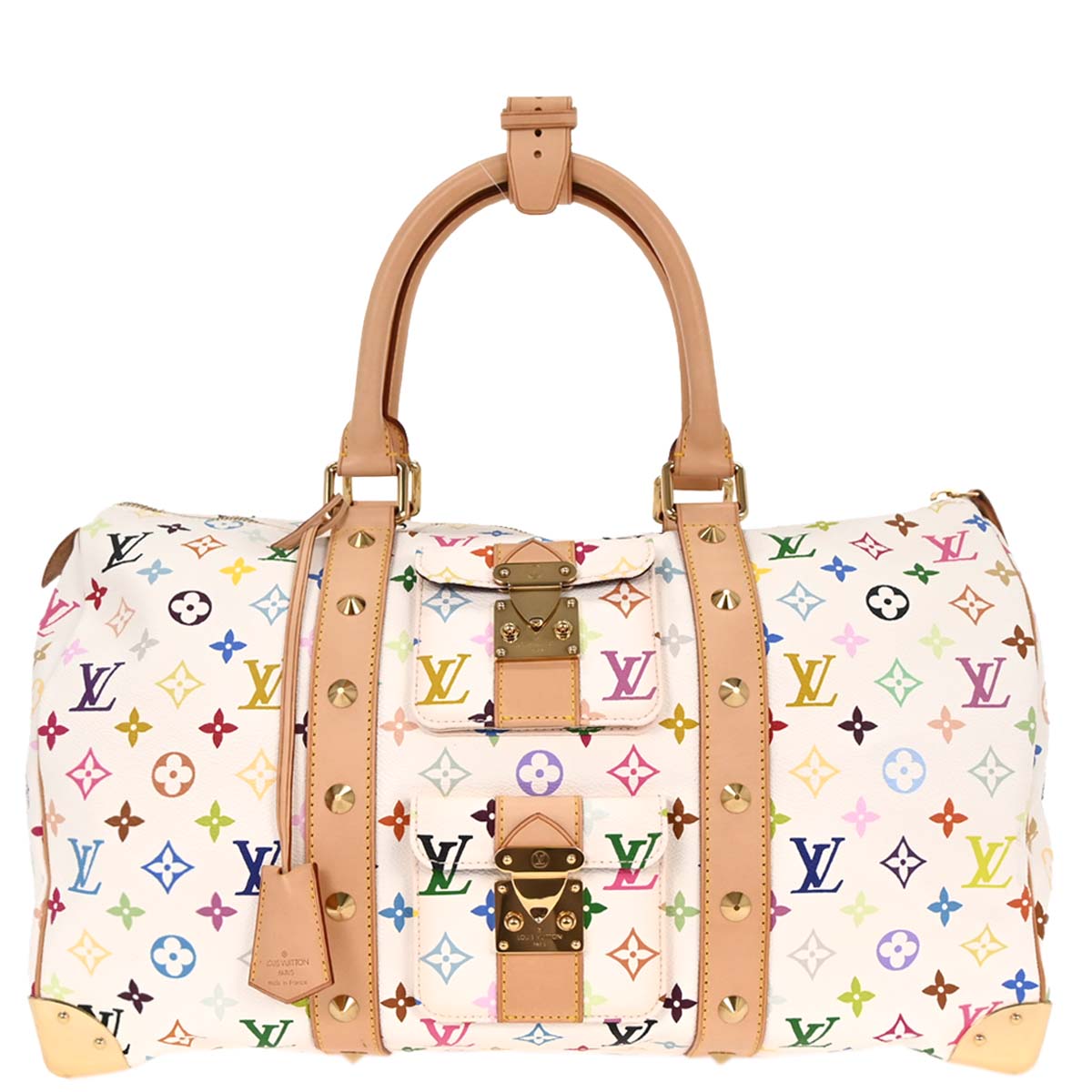 Louis Vuitton 2004 White Monogram Multicolor Keepall 45 Handbag M92641