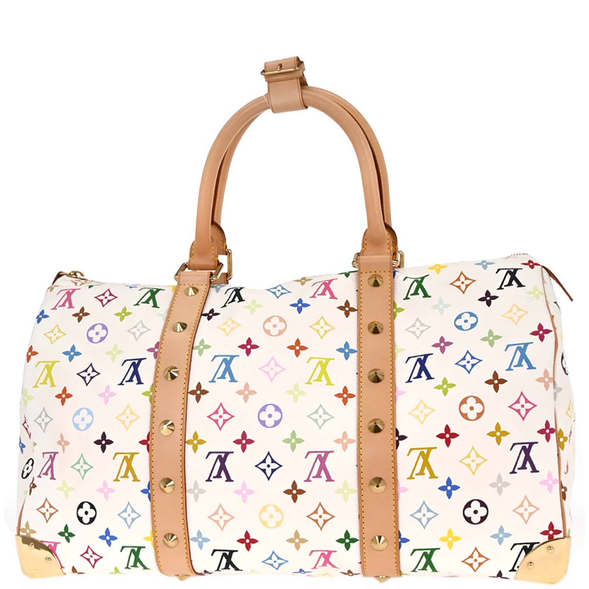 Louis Vuitton 2004 White Monogram Multicolor Keepall 45 Handbag M92641