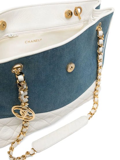 CC Denim Diamond Quilted Tote Bag