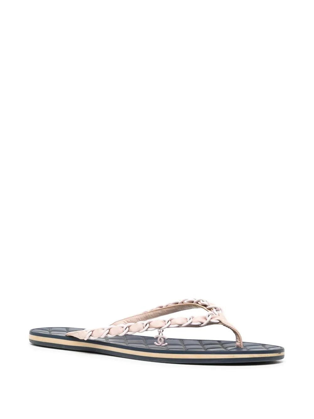 Chain-link Leather Flip Flops