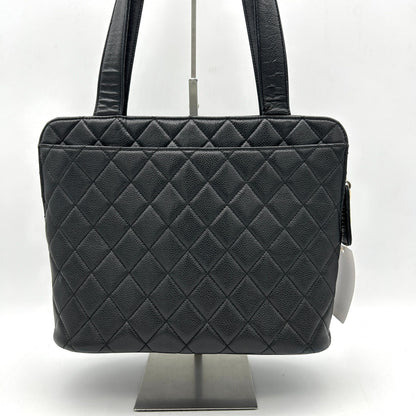 CHANEL Brown Lambskin Large Tote With Coco Mark Enamel WD