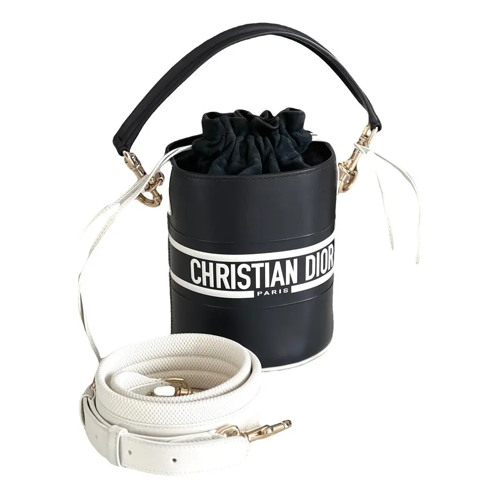 Christian Dior Vibe Drawstring Bucket Bag Leather Black Calfskin Tote Bag Bag ()