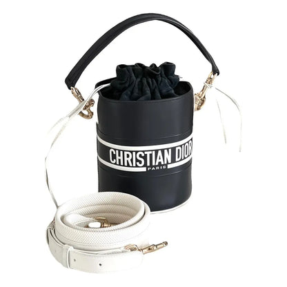 Christian Dior Vibe Drawstring Bucket Bag Leather Black Calfskin Tote Bag Bag ()