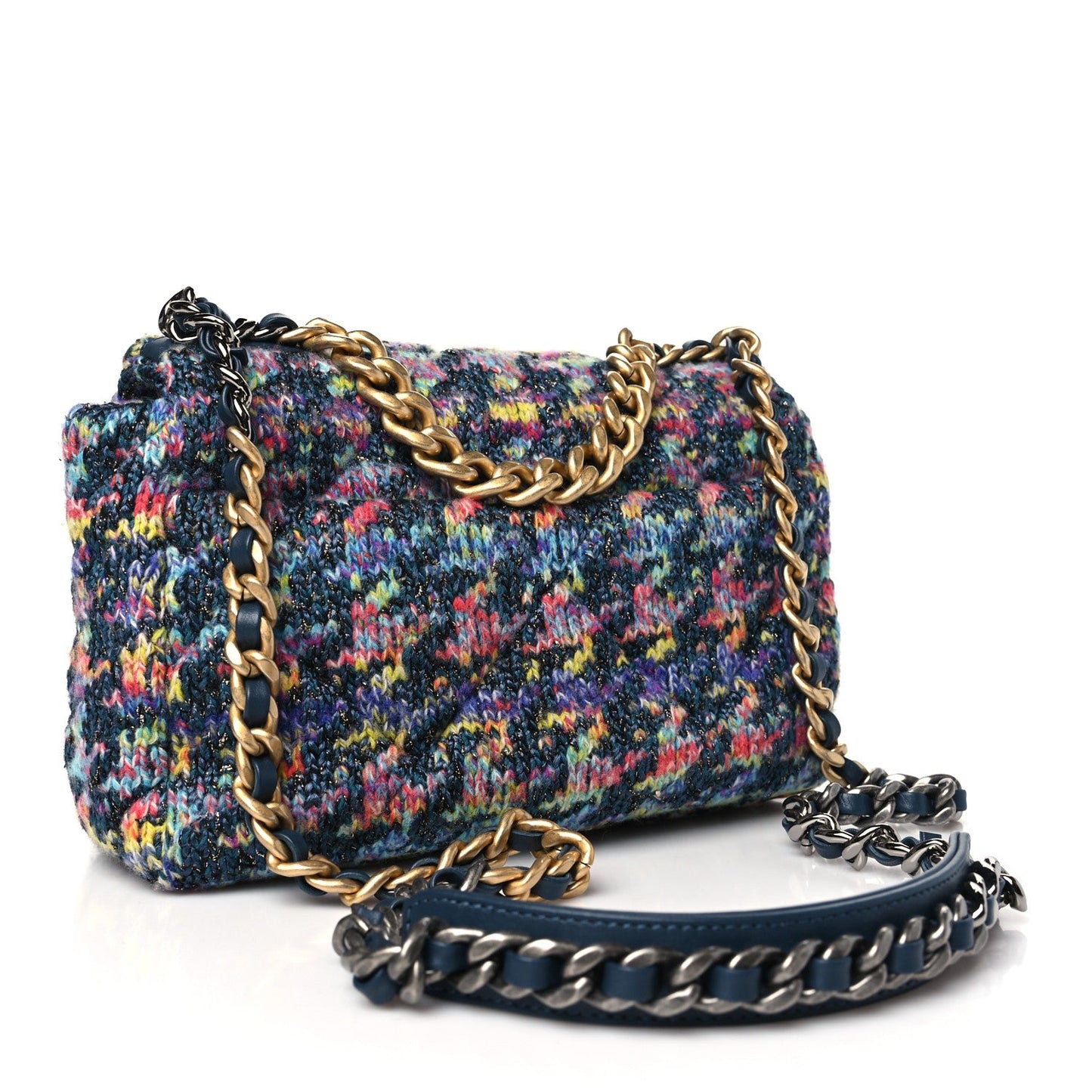 Tweed Quilted Medium Chanel 19 Flap Dark Multicolor