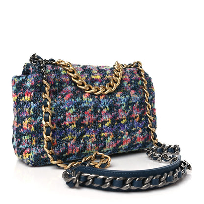 Tweed Quilted Medium Chanel 19 Flap Dark Multicolor