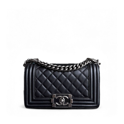 Chanel Boy Small - 20CM Quilted Calfskin Black Ruthenium Silver Hardware Series 20