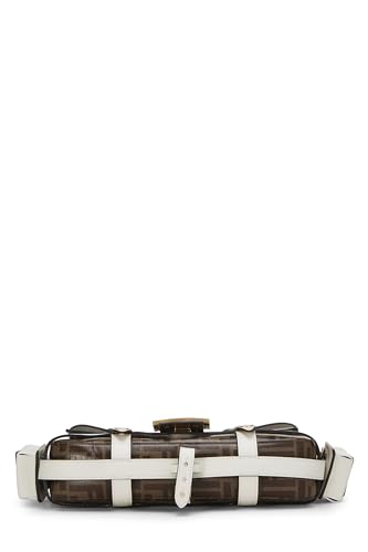 Fendi,  White Zucca Coated Canvas Cage Baguette, White