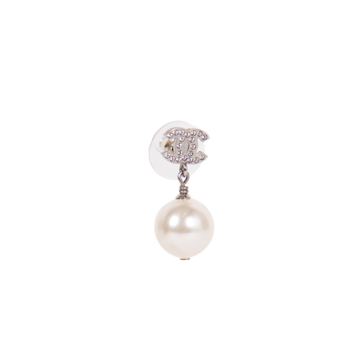 Chanel Faux Pearl and Crystal CC Drop Earrings