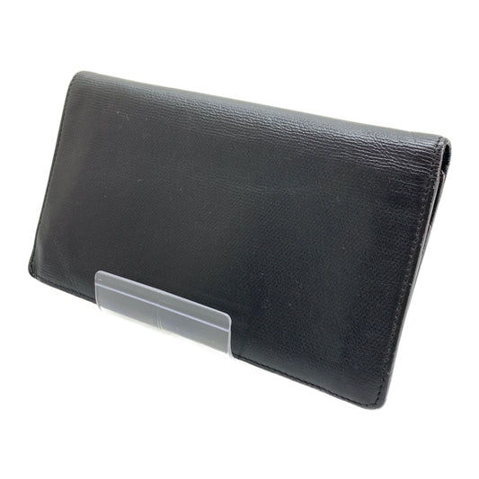 Chanel Long Wallet BLK Leather Plain