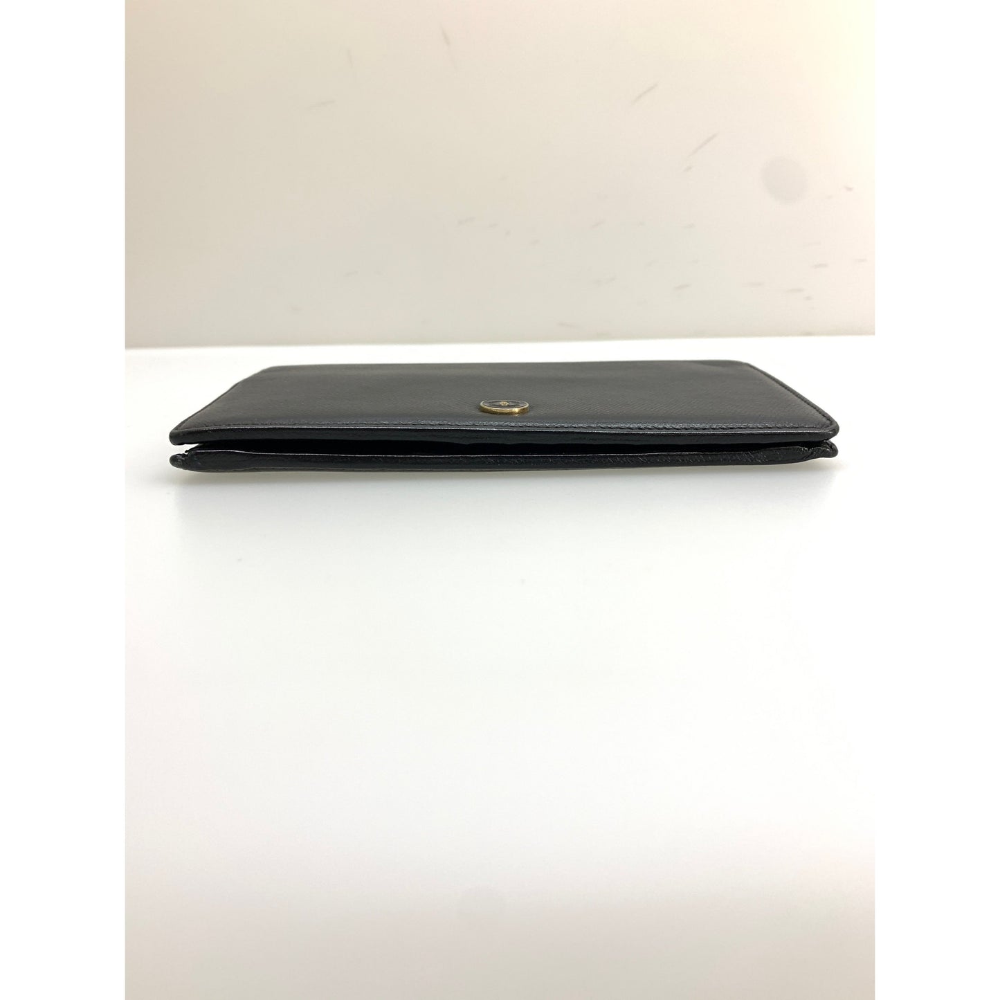 Chanel Long Wallet BLK Leather Plain